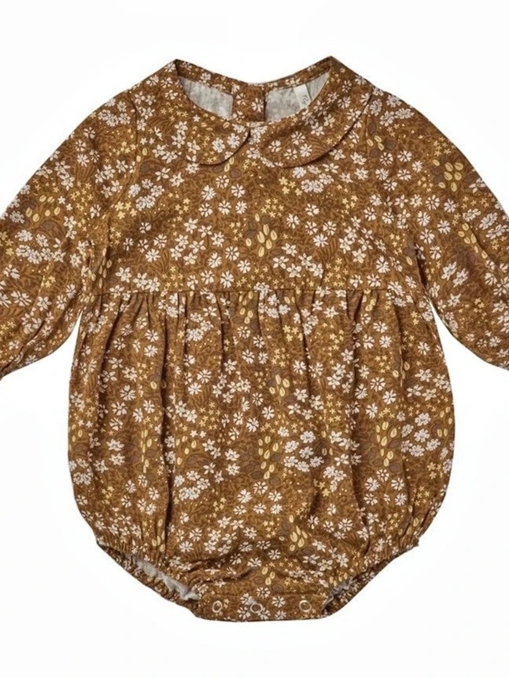 Rylee + Cru Floral Baby Romper in Brown & White 6-12M Never Worn
